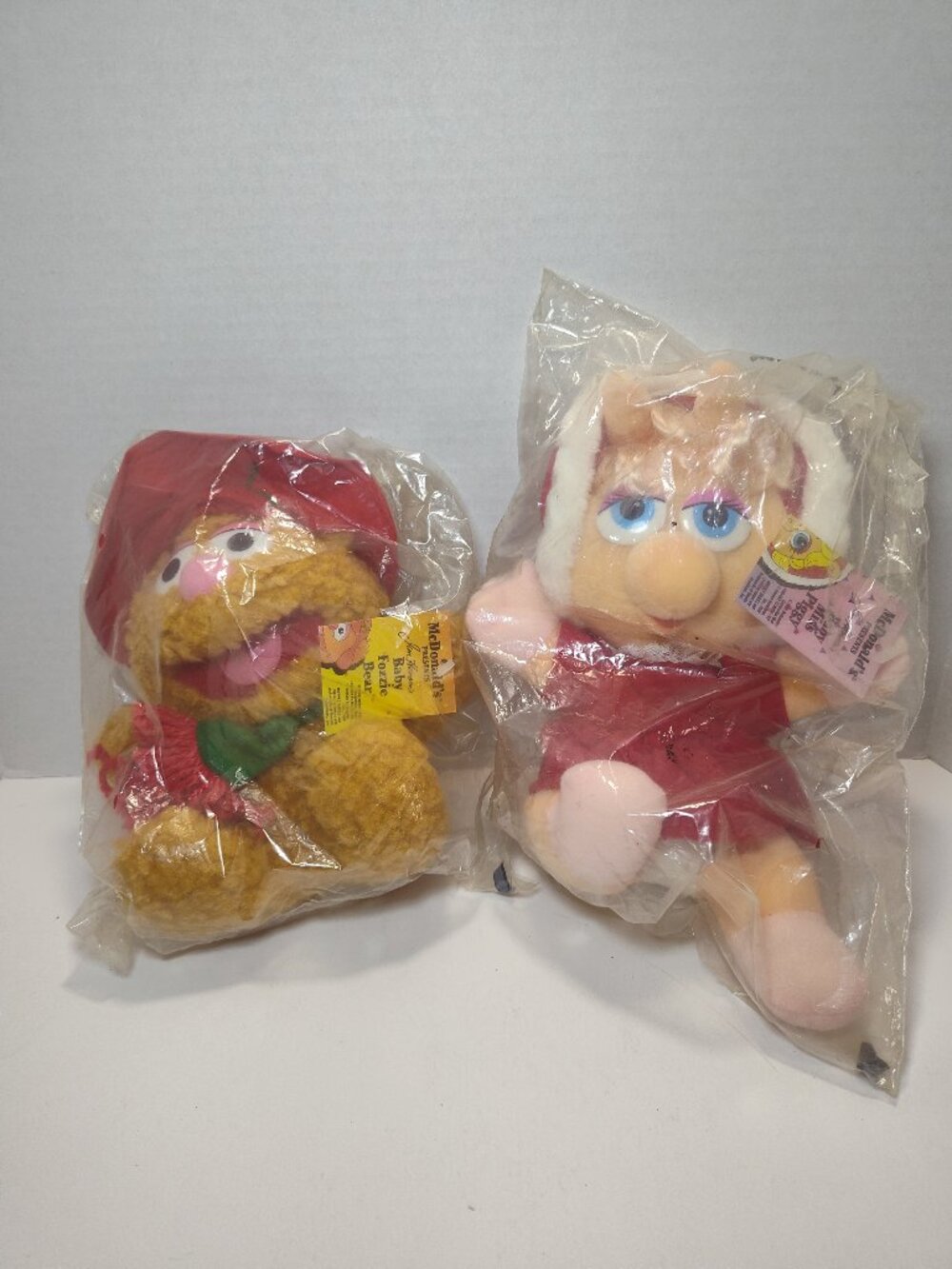 Vintage 1988 McDonalds Muppet Babies Fozzie Bear Miss Piggy Plush Sealed NOS